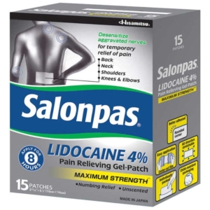 salonpas lidocaine 4% (miếng dán giảm đau nhức 15 miếng)