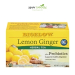 (LỢI KHUẨN PROBIOTICS) USA Trà Túi Lọc Lemon Ginger Plus Probiotics Herbal Tea (18 Túi lọc)